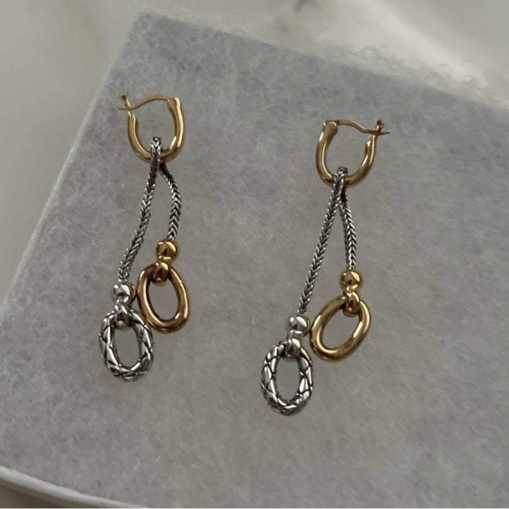 14k Gold Plated Sterling silver marked 925 Drop earrings - Picture 4 of 4